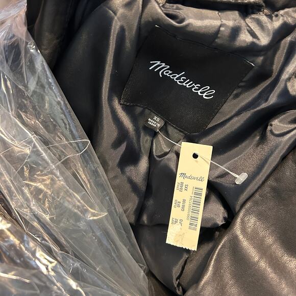 Madewell Washed Leather Motorcycle Jacket XS Black NWT E0488 Capsule Minimalist - Picture 4 of 5